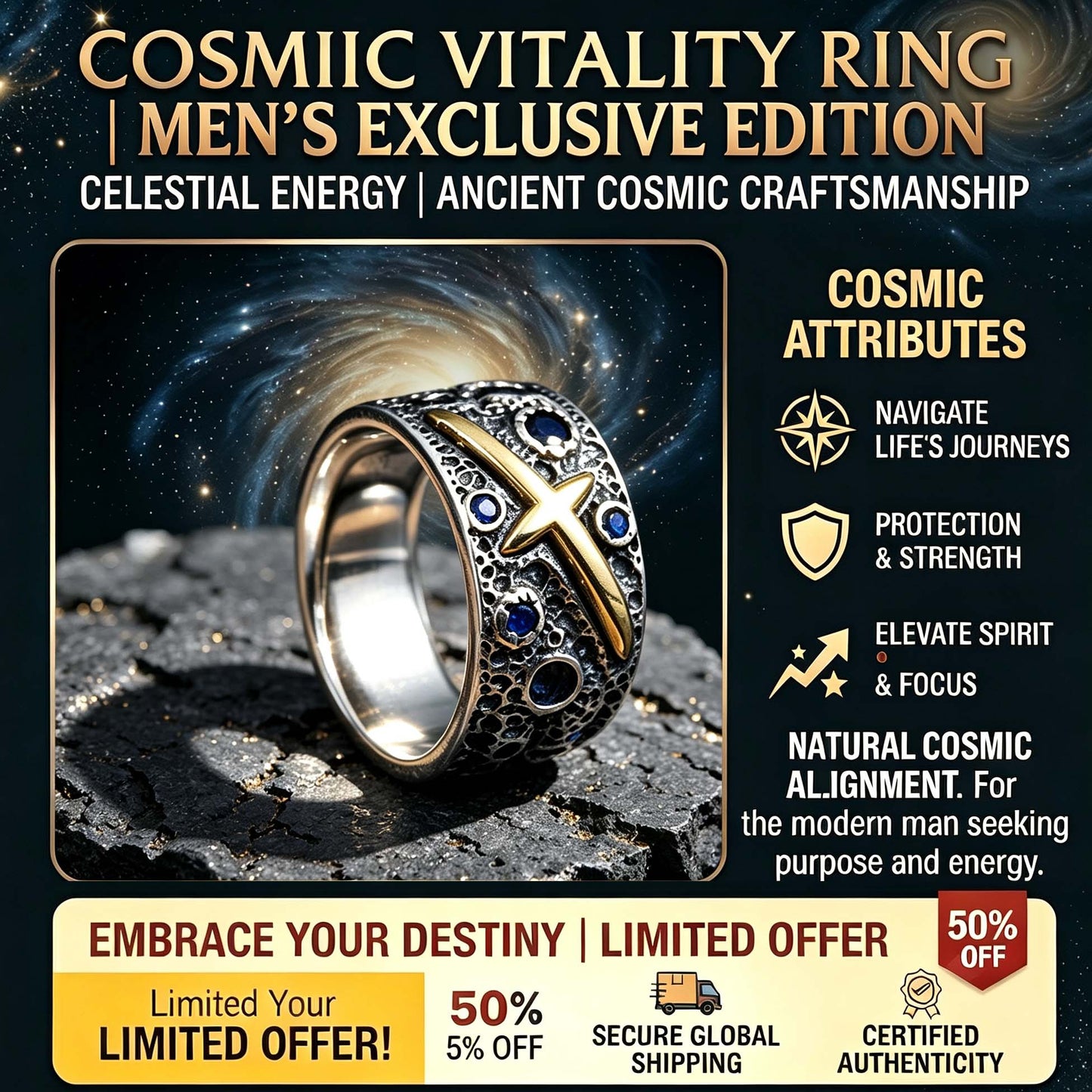 Cosmic Vitality Ring | Men's Exclusive-Bestseller
